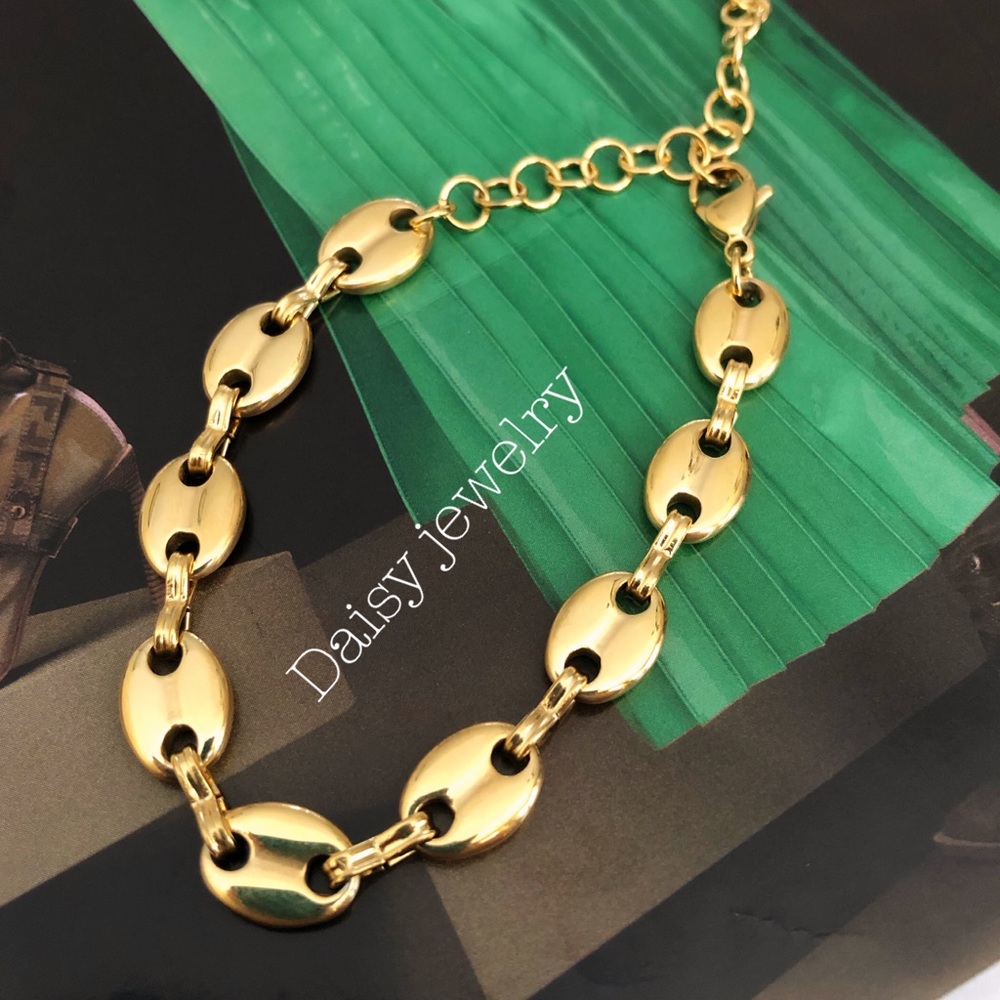 18k gold stainless steel coffee bean bracelet - Picture 3 of 6